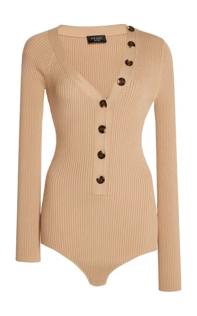 A.w.a.k.e. Cardigan Knit Body Suit In Ivory
