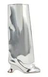 A.w.a.k.e. Christy Faux-leather Knee-high Boots In Silver