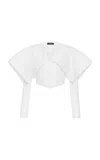 A.w.a.k.e. Collared Stretch-poplin Cropped Blazer In White