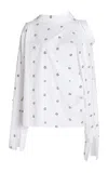 A.w.a.k.e. Cotton Studded Cold Shoulder Top In White