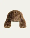 A.w.a.k.e. A.w.a.k.e Mode Cropped Faux Fur Jacket In Brown