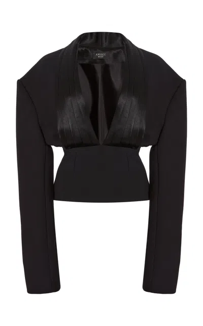 A.w.a.k.e. Cummerbund Collar Tuxedo Top In Black