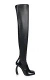 A.w.a.k.e. Curved Heel Over-the-knee Leather Boots In Black