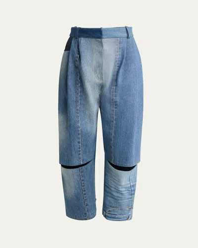 A.w.a.k.e. Cutout Upcycled Denim Jeans In Blue