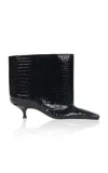 A.w.a.k.e. Dana Patent Croc-effect Leather Ankle Boots In Black