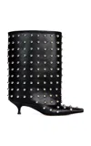 A.w.a.k.e. Dana Rock Studded Leather Cylinder Boots In Black