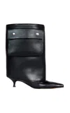 A.w.a.k.e. Dana Tasca Pocket Detail Leather Cylinder Boots In Black