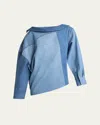 A.w.a.k.e. Upcycled Denim Off-the-shoulder Top In Blue