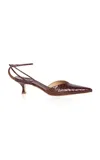 A.w.a.k.e. Dina Coco Croc-effect Leather Pumps In Brown