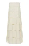 A.w.a.k.e. Double-layered Basket-woven Maxi Skirt In Off-white