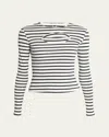 A.w.a.k.e. Fitted Stripe Top With Cut-out In Striped Navy/white