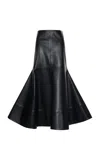 A.w.a.k.e. Flared Vegan Leather Midi Skirt In Black