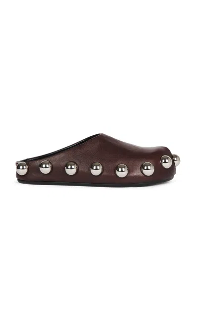 A.w.a.k.e. Gabi Stud-embellished Leather Clogs In Brown