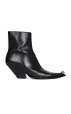 A.w.a.k.e. Gabriel Cowboy Studded Toe Leather Ankle Boots In Black
