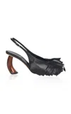 A.w.a.k.e. Greta Fringe Leather Slingback Pumps In Black