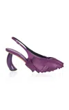 A.w.a.k.e. Greta Fringe Leather Slingback Pumps In Purple