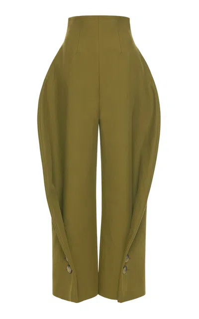 A.w.a.k.e. High-rise Cotton-blend Twill Rounded Pants In Khaki