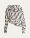 A.w.a.k.e. Jersey Cowl-neck Draped Top In Stripe