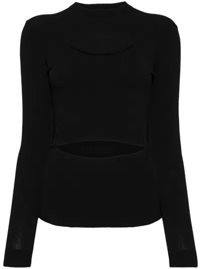 A.w.a.k.e. Lip-appliqué Knitted Top In 黑色