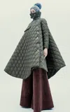 A.w.a.k.e. Long Flared Quilted Cotton-twill Trench Coat In Olive