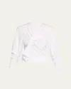 A.w.a.k.e. Long-sleeve Knotted Jersey Top In White