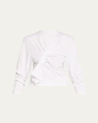 A.w.a.k.e. Long-sleeve Knotted Jersey Top In White