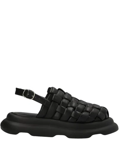 A.w.a.k.e. Mode Leather Sandals In Black