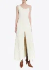 A.w.a.k.e. Multi Rectangle Front And Black Slit Maxi Dress In White