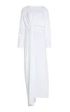 A.w.a.k.e. Organic Cotton Knotted Jersey Maxi Dress In White