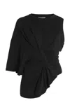 A.w.a.k.e. Organic Cotton Knotted Jersey Top In Black