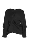 A.w.a.k.e. Organic Cotton Open-back Knotted Jersey Top In Black