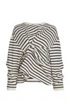 A.w.a.k.e. Organic Cotton Open-back Knotted Jersey Top In Stripe