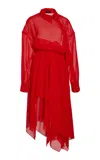 A.w.a.k.e. Organza Shirt Dress In Red