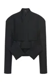 A.w.a.k.e. Oversized Wool Suiting Cropped Jacket In Black