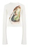 A.w.a.k.e. Oyster Graphic Long Sleeve Tee In Off-white