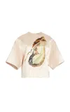 A.w.a.k.e. Oyster Satin Top In Print