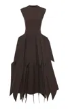 A.w.a.k.e. Panel-appliquéd Wool-blend Midi Dress In Brown