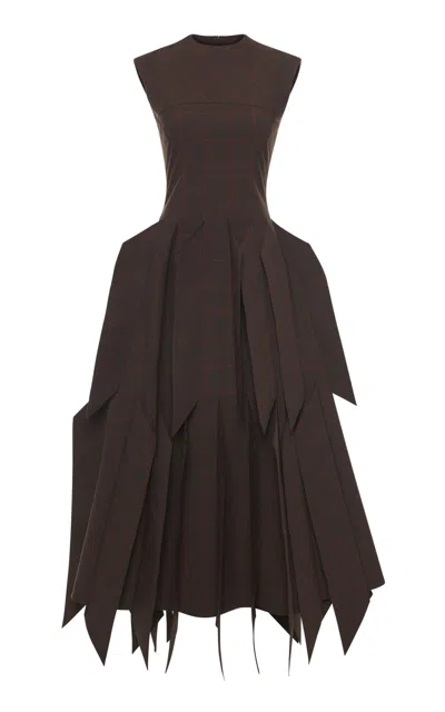 A.w.a.k.e. Panel-appliquéd Wool-blend Midi Dress In Brown