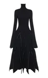 A.w.a.k.e. Paneled Wool Crepe Midi Dress In Black