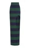 A.w.a.k.e. Pencil Skirt With Cut Out Hole In Stripe