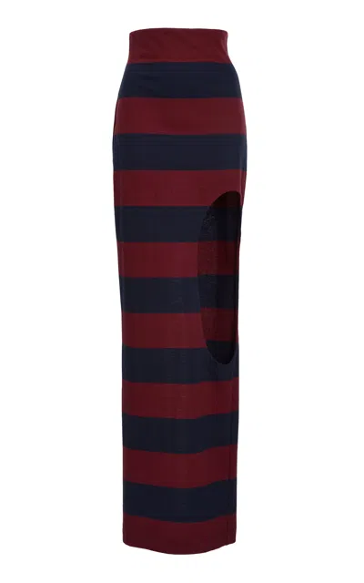 A.w.a.k.e. Pencil Skirt With Cut Out Hole In Stripe