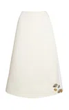 A.w.a.k.e. Satin Lip Deco Midi Skirt In Ivory
