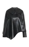 A.w.a.k.e. Short Flared Vegan Leather Trench Jacket In Black
