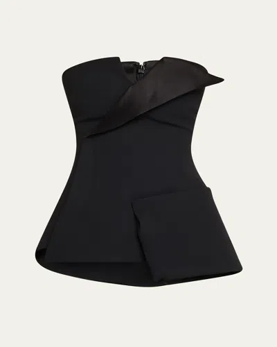A.w.a.k.e. Strapless Corset Tuxedo Top In Black