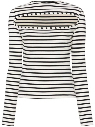 A.w.a.k.e. Striped Cotton Fitted Cutout Top
