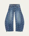 A.w.a.k.e. A.w.a.k.e Mode Studded Organic Barrel-leg Jeans In Blue