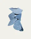 A.w.a.k.e. Studded Upcycled Denim Top In Vintage Blue