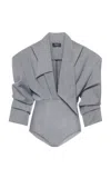 A.w.a.k.e. Tailored Wool-blend Bodysuit In Grey