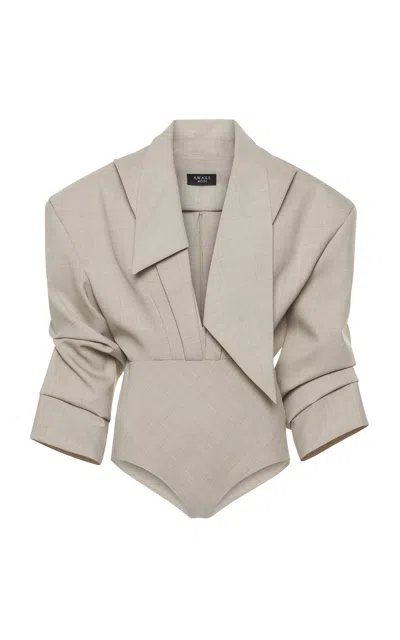 A.w.a.k.e. Tailored Wool-blend Bodysuit In Nude