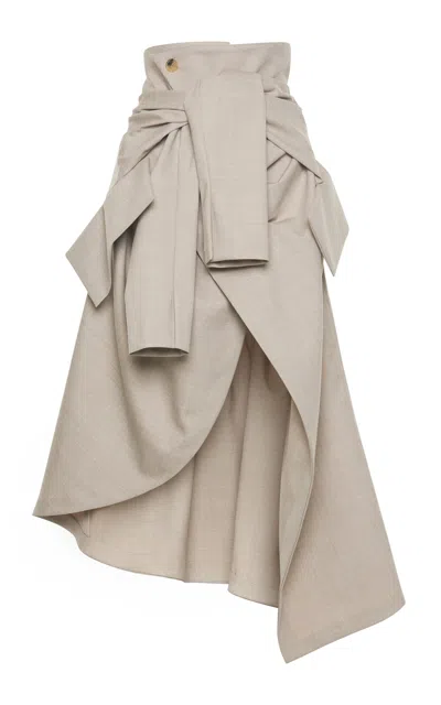 A.w.a.k.e. Tailored Wool-blend Midi Skirt In Nude